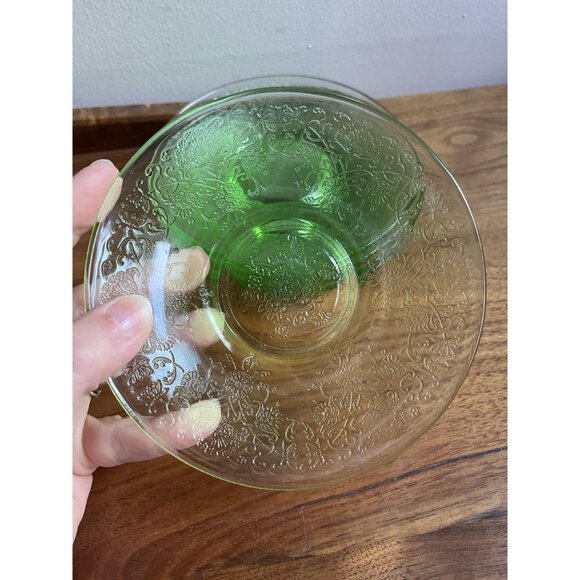Hazel Atlas Florantine Poppy #2 5.5" Plate Green Depression Glass Saucer Floral - Picture 3 of 6